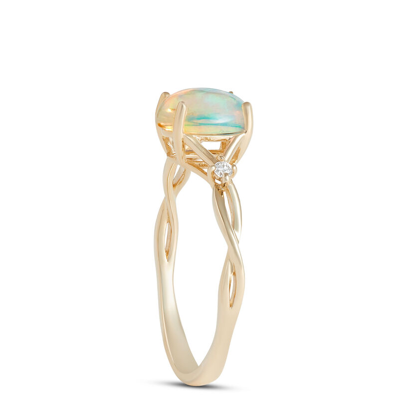 Oval Opal and Diamond Ring, 14K Yellow Gold image number 1