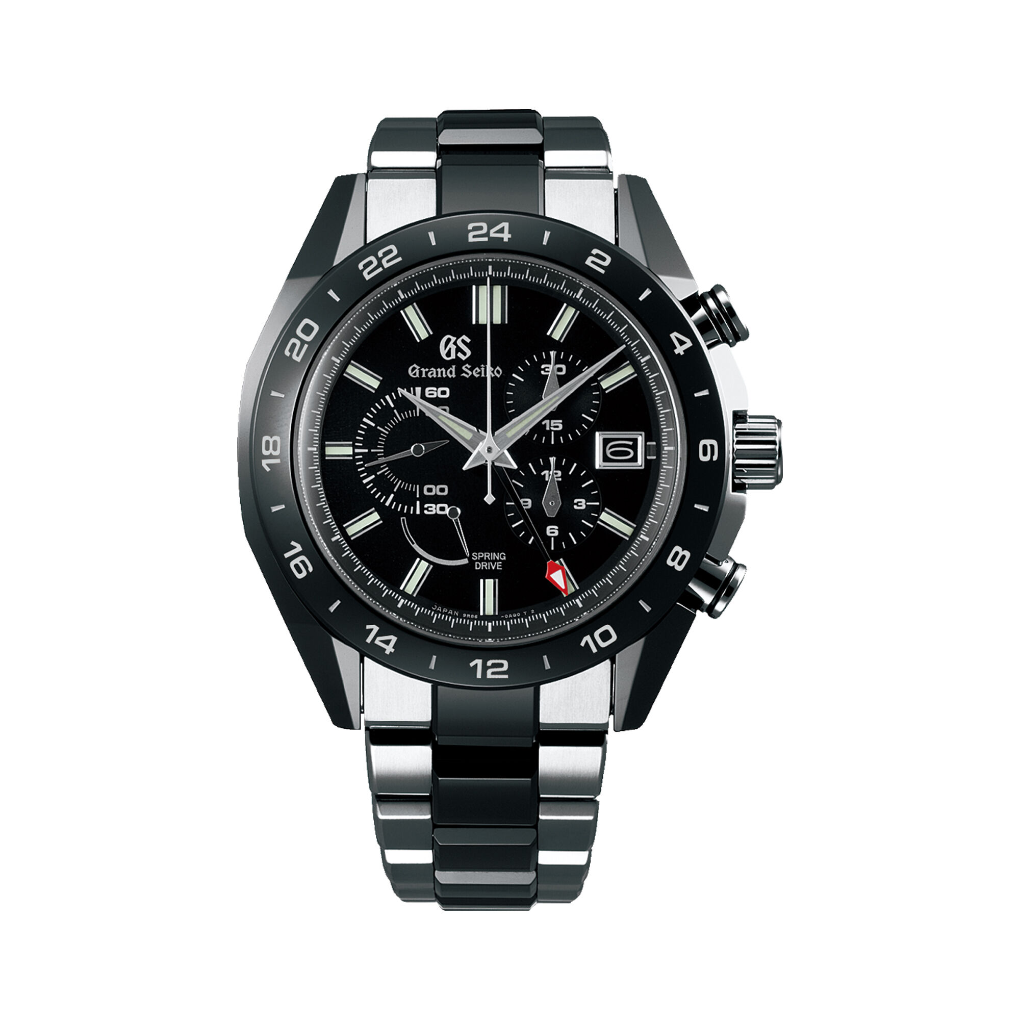 SEIKO クロノグラフ ブラック腕時計 Grand Seiko Black Ceramic Spring Drive Chronograph GMT New Models