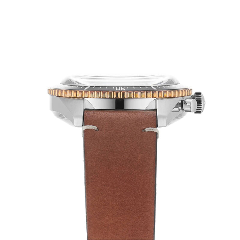 Oris Divers Sixty-Five Automatic Chronograph Stainless Steel Brown Leather Strap Black Dial Watch, 43 mm image number 3