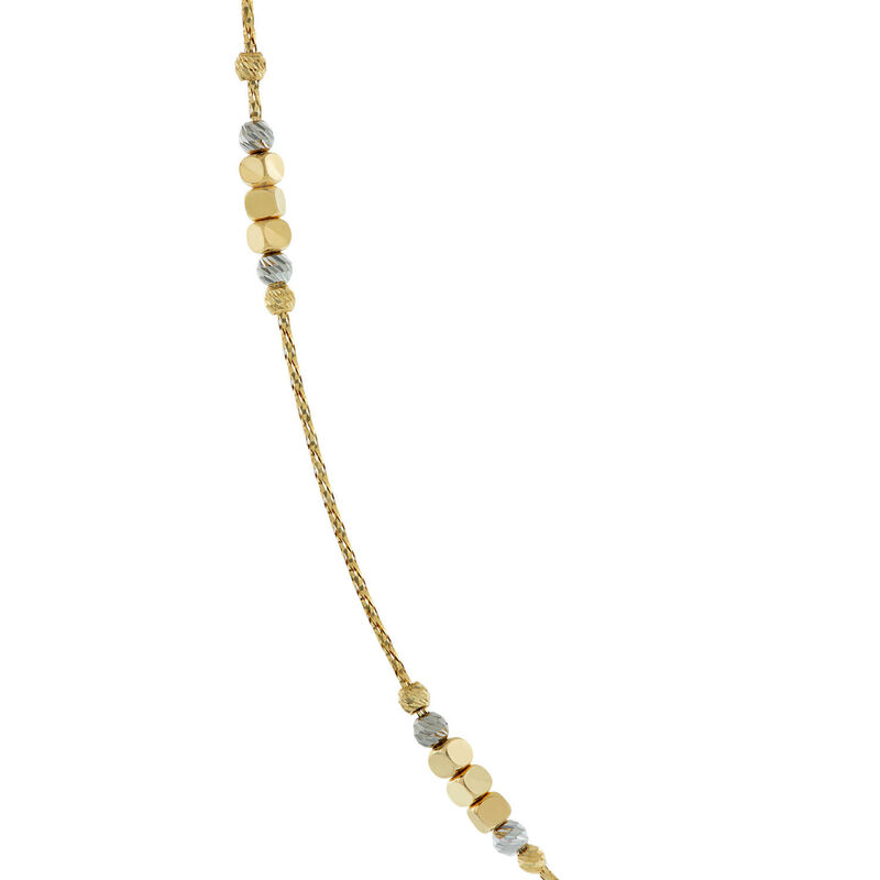 Two-Tone Diamond Cut Beaded Wire Necklace 14K image number 1