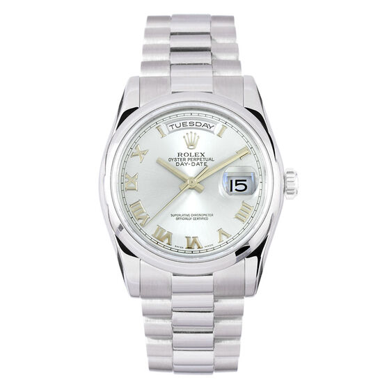 Pre-Owned Rolex Oyster Perpetual Day Date Watch, 36mm, Platinum