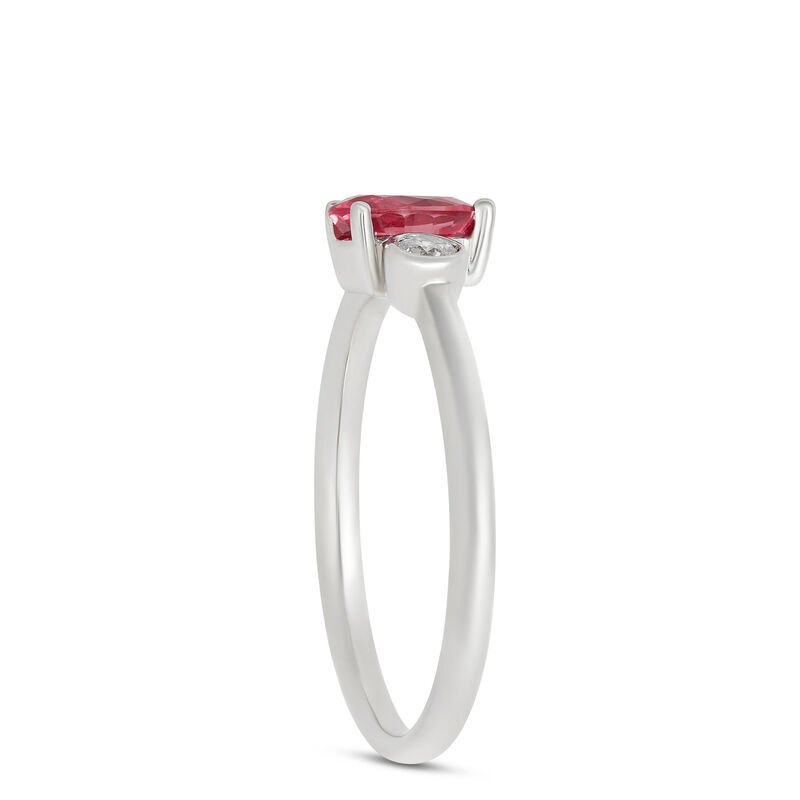 Pear Ruby and Round Diamond Ring, 14K White Gold image number 1