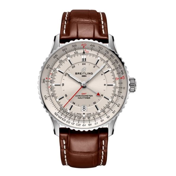 Breitling Navitimer Automatic Cream Dial Brown Strap Watch, 41mm