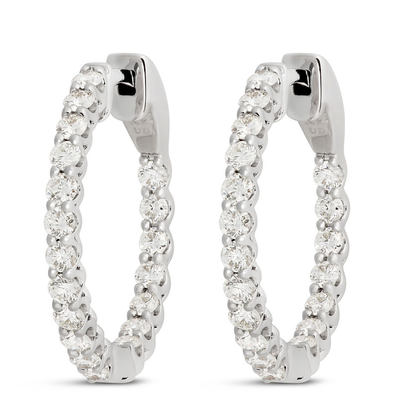 Diamond Inside Out Hoops, 14K White Gold image number 0