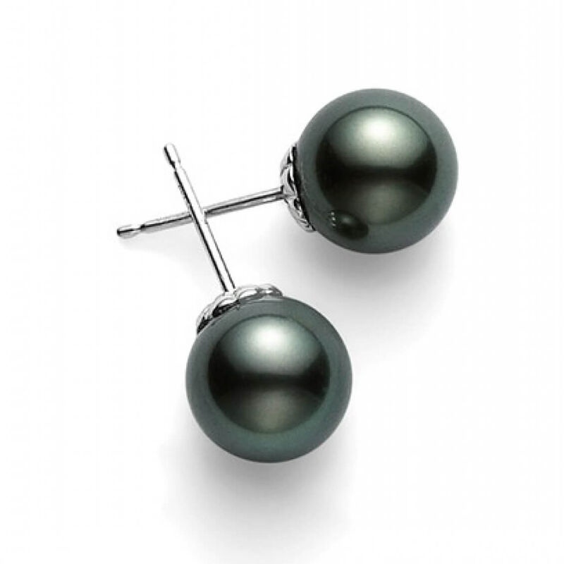 Mikimoto Black South Sea Cultured Pearl Earrings, 8mm, 18K image number 1