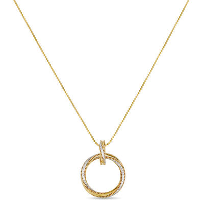 Twisted Circle Pendant with Round Diamonds, &frac12; Carat Total Weight, 18K Yellow Gold