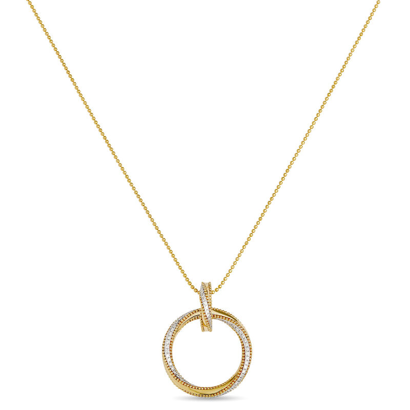 Twisted Circle Pendant with Round Diamonds, &frac12; Carat Total Weight, 18K Yellow Gold image number 0