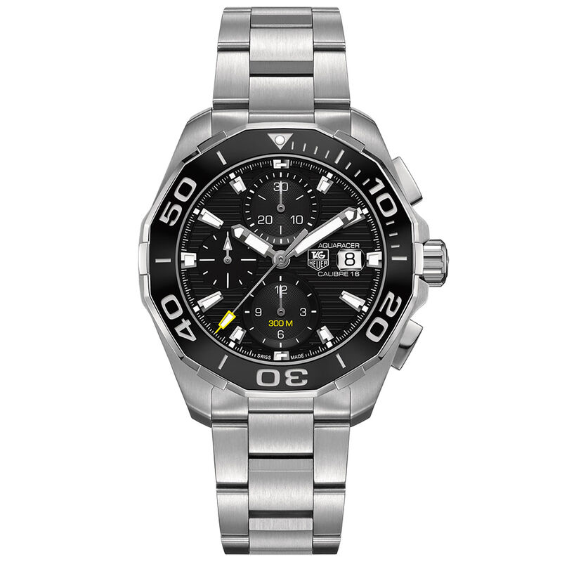 TAG Heuer Aquaracer Calibre 16 Automatic Mens Black Steel Chronograph Watch image number 0