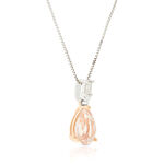 Rose Gold Pear Morganite & Diamond Two-Tone Necklace 14K