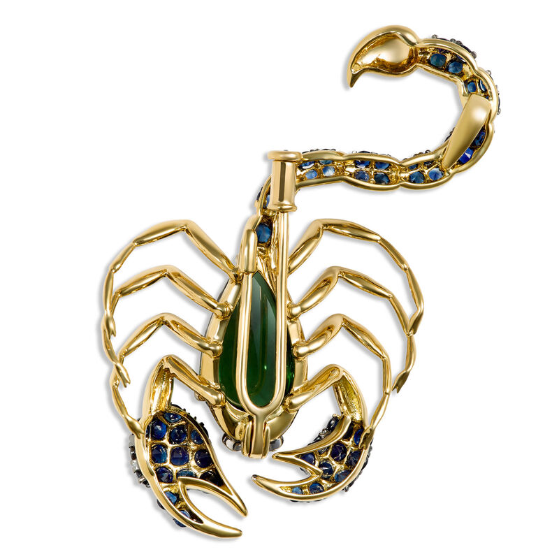 Scorpion Brooch with Sapphires, Diamonds, and Tourmaline, 18K Yellow Gold image number 1