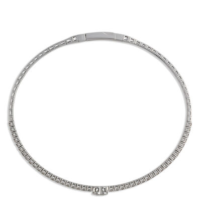 Classic Diamond Bangle with Heart Shaped Center, &frac12; Carat Total Weight, 14K White Gold