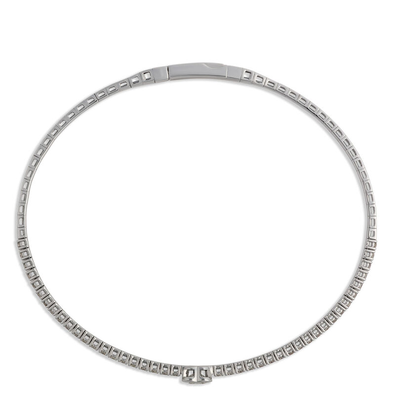 Classic Diamond Bangle with Heart Shaped Center, &frac12; Carat Total Weight, 14K White Gold image number 1