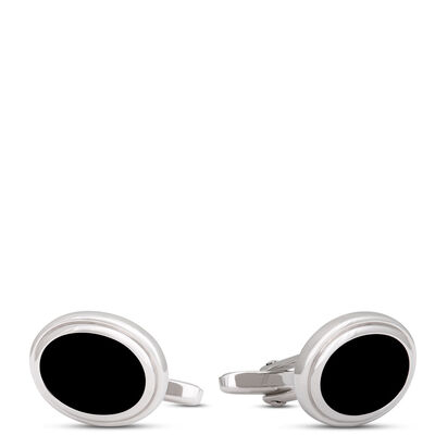Oval Onyx Cufflinks, Sterling Silver