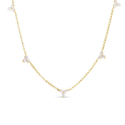 Roberto Coin 18K Yellow Gold Diamonds By The Inch Five Station Flower Necklace