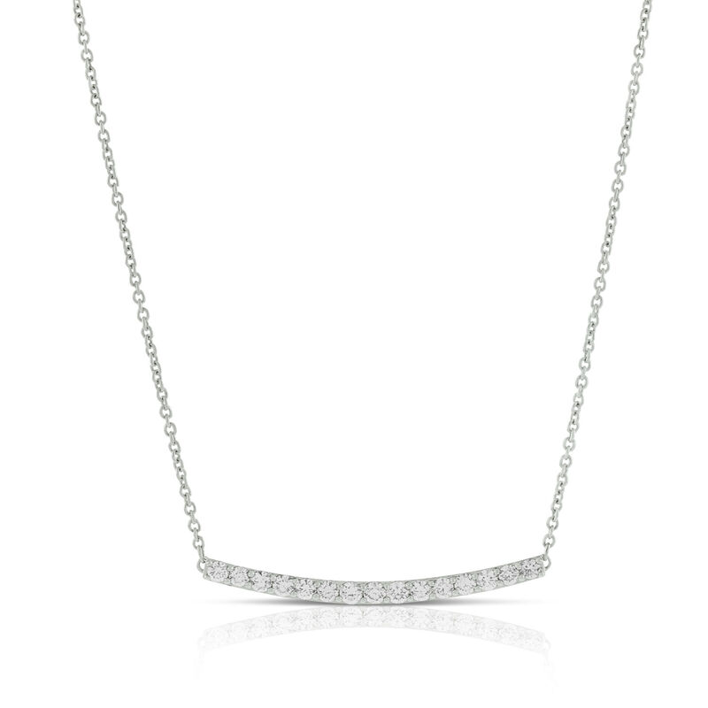 Curved Bar Diamond Necklace, 14K image number 0