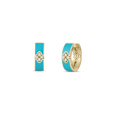 Roberto Coin 18K Yellow Gold Love In Verona Diamond And Enamel Hoop Earrings