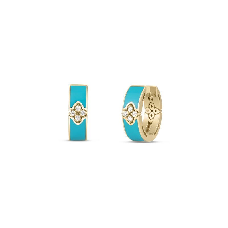 Roberto Coin 18K Yellow Gold Love In Verona Diamond And Enamel Hoop Earrings image number 0