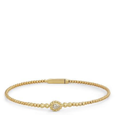 Pear Shaped Diamond Bangle, ⅕ Carat Weight, 14K Yellow Gold