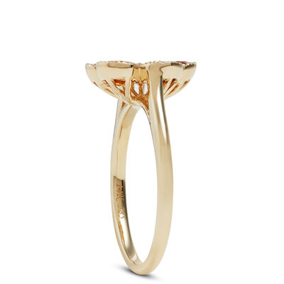 Beaded Citrine and Diamond Flower Band, 14K Yellow Gold
