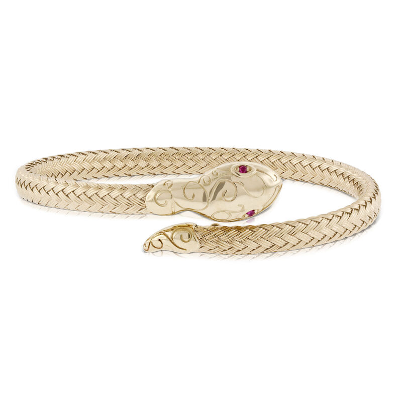 Toscano Ruby Eye Snake Cuff Bracelet 14K image number 1