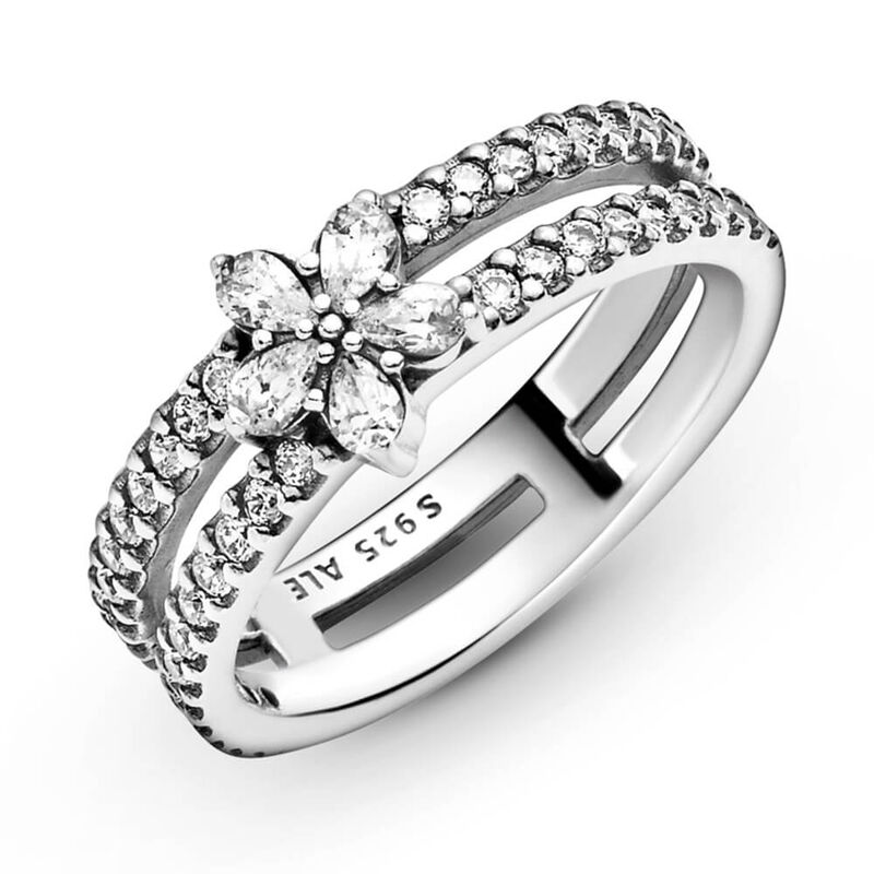 Pandora Sparkling Snowflake CZ Double Ring image number 4