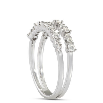 Two Row Diamond Ring, 14K White Gold