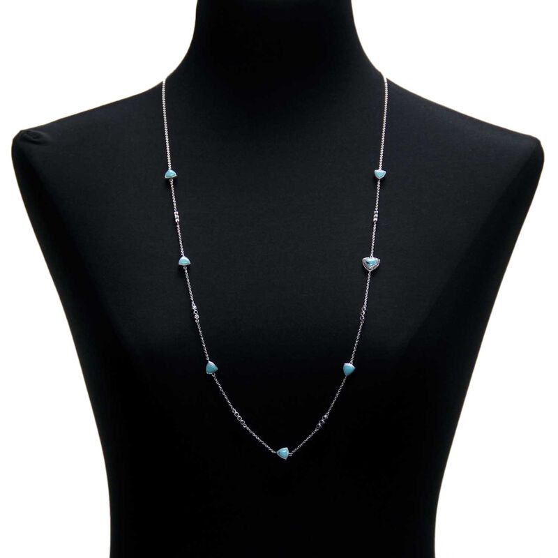Lisa Bridge Turquoise & Black Sapphire Necklace, 36" image number 2
