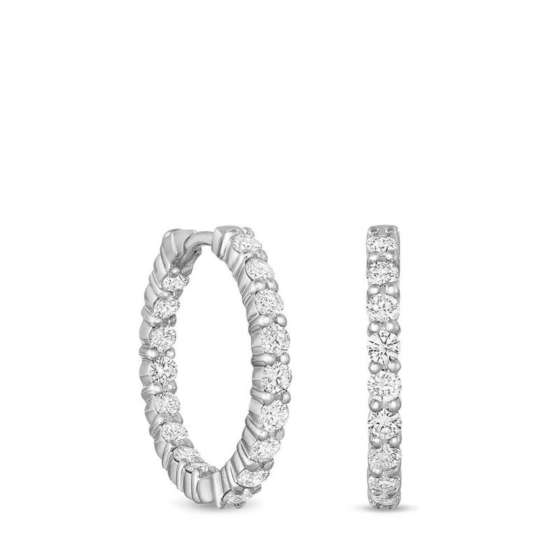 Roberto Coin Inside Outside Perfect Diamond Hoop Earrings 18K image number 0