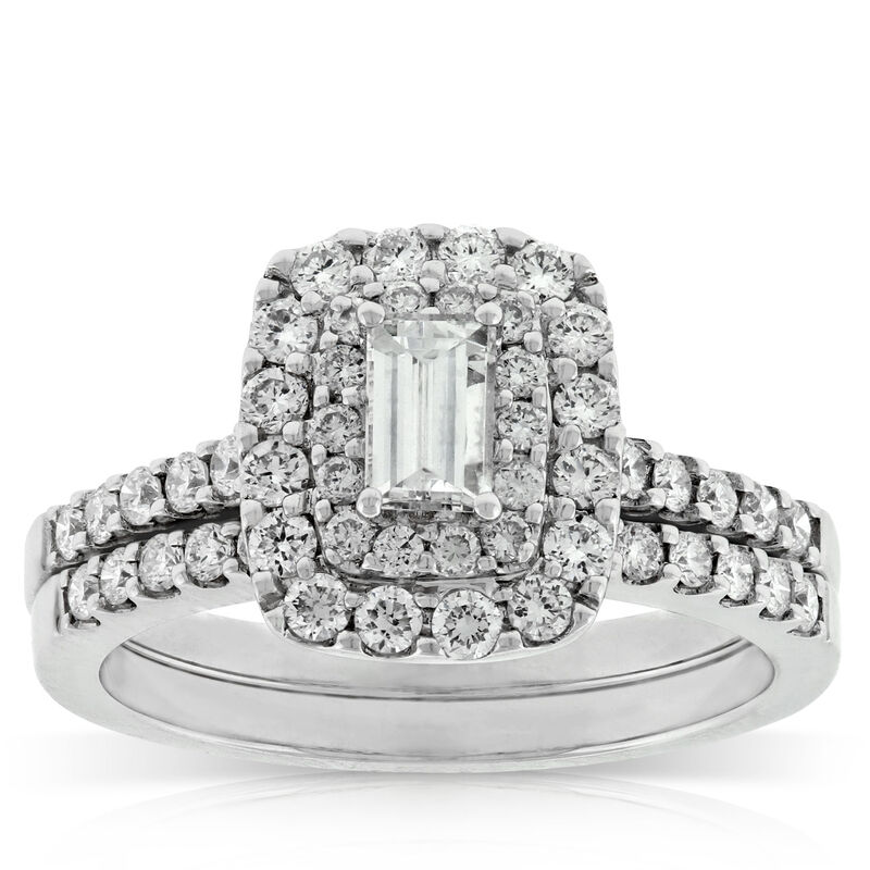Double Halo Diamond Bridal Set 14K image number 1