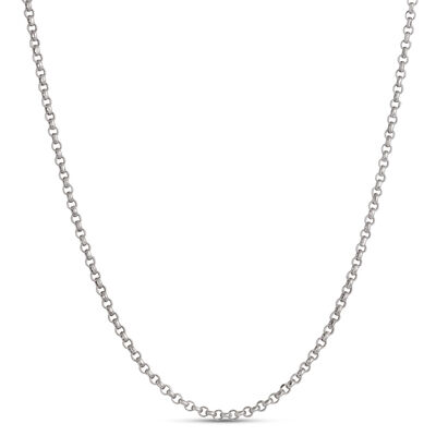 Toscano 24 Inch Rolo Link Necklace, 14k White Gold