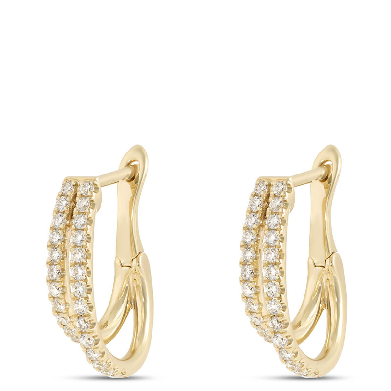 Double Oval Hoops with Round Diamonds, 14K Yellow Gold image number 0