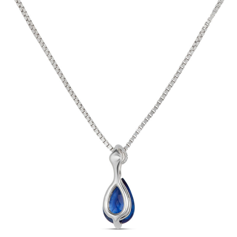Pear Sapphire & Diamond Necklace 14K image number 1