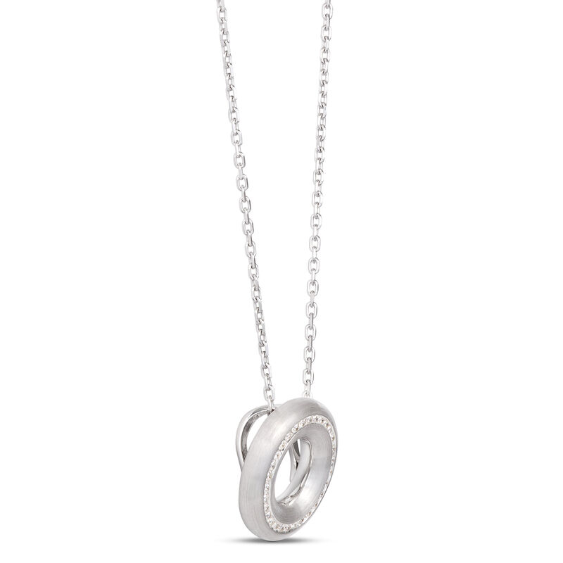 Diamond Donut Pendant, Sterling Silver image number 1