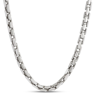 Toscano 24-Inch Round Brick Necklace, 14K White Gold