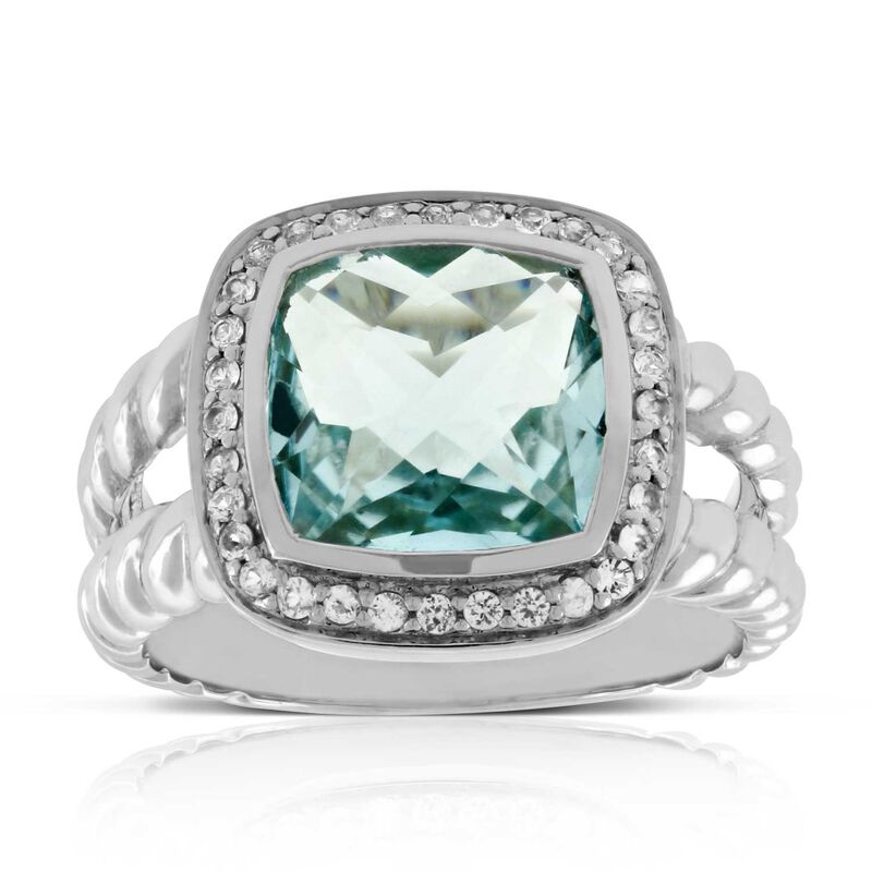 Blue Topaz & White Sapphire Ring 14K image number 1