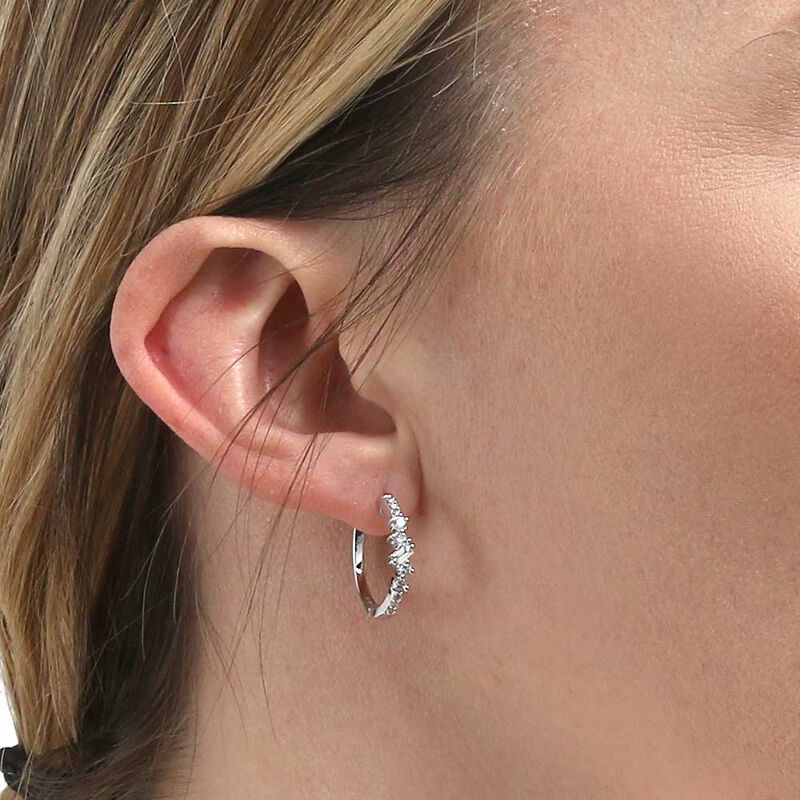 Scattered Baguette & Round Diamond Hoop Earrings 14K image number 1