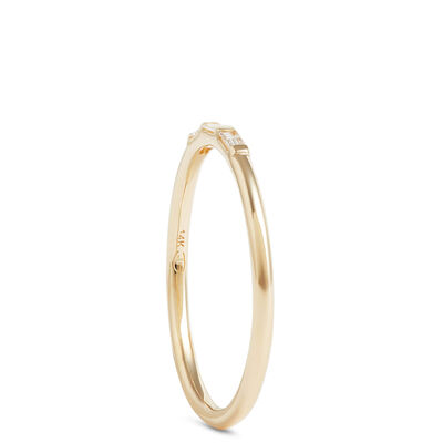 Three Baguette Diamond Ring, 14K Yellow Gold