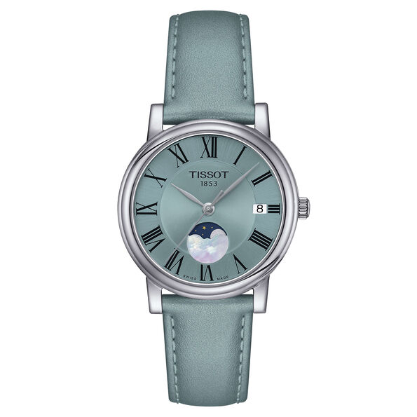 Tissot Carson Premium Lady Moonphase Light Blue Steel Watch, 32mm