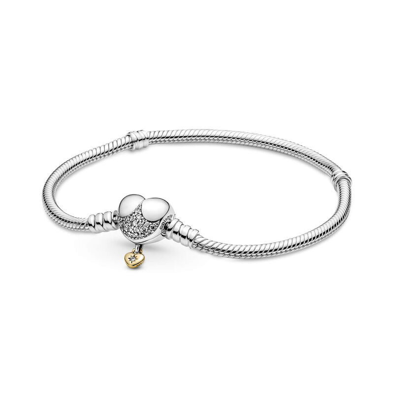 Pandora Moments Disney Heart Clasp CZ Snake Chain Bracelet image number 1