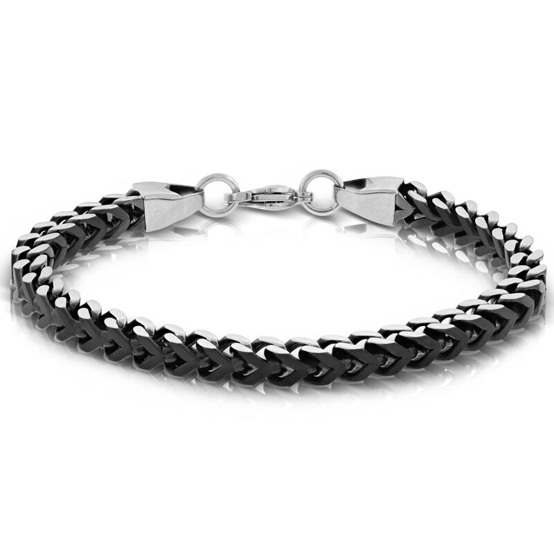 Black IP Franco Chain Bracelet in Stainless Steel image number 0