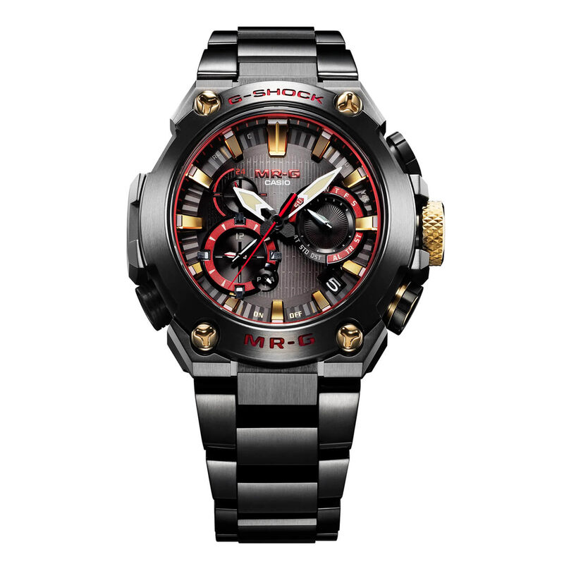 G-Shock MR-G Watch Red Accent Dial Black Bracelet, 55mm image number 0