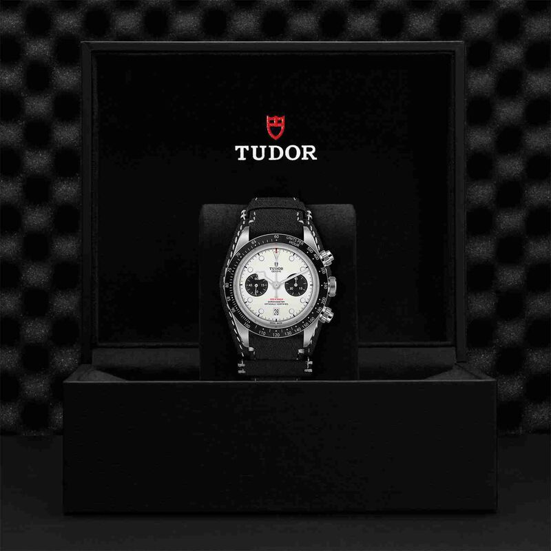 TUDOR Black Bay Chrono Watch Steel Case Opaline Dial Leather Strap, 41mm image number 2