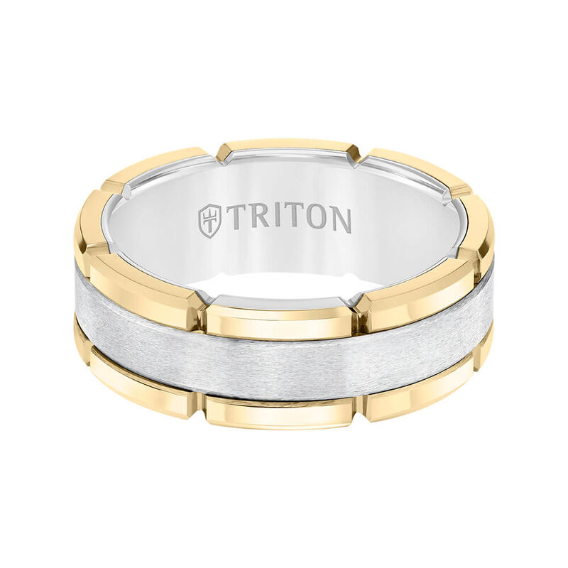 TRITON Contemporary Comfort Fit Brush Finish Yellow Link Edge Band in White Tungsten, 8 mm image number 2