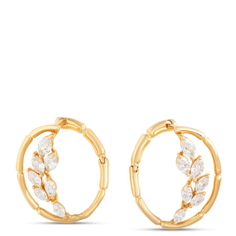 Floral Circle Marquise Diamond Earrings, 1 Carat Total Weight, 14K Yellow Gold image number 0