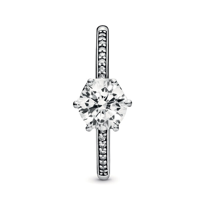 Pandora Clear Sparkling Crown Solitaire CZ Ring image number 2