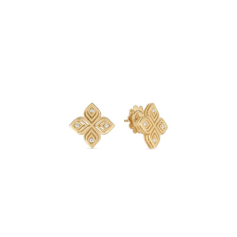 Roberto Coin 18k Yellow Gold Arabesque Diamond Flower Earrings image number 0