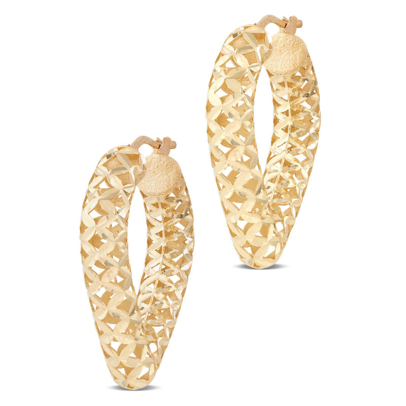 Toscano Diamond Cut Hoop Earrings, 14K Yellow Gold image number 0