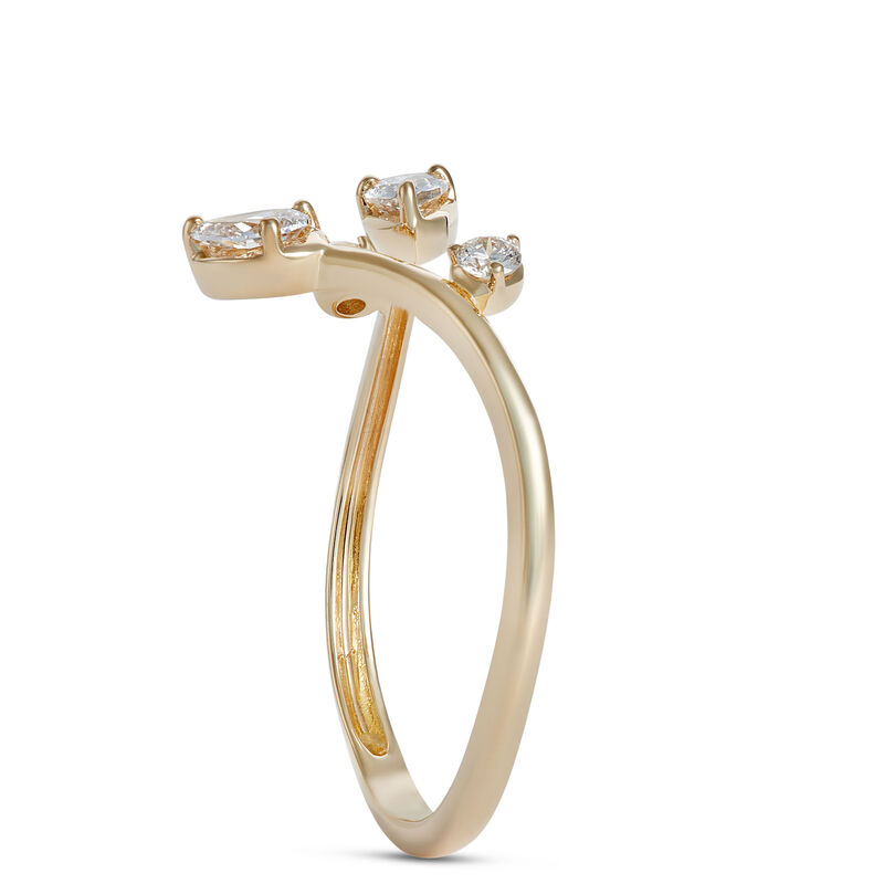 Open Center Pear and Round Diamond Ring, 14K Yellow Gold image number 1