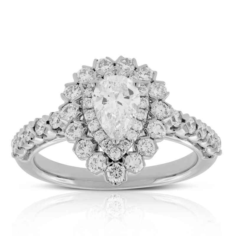 Double Halo Pear Diamond Ring 14K image number 0