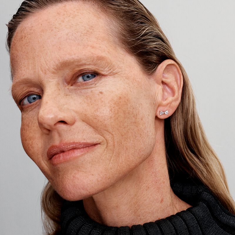 Pandora Sparkling Small Bow Stud Earrings image number 1